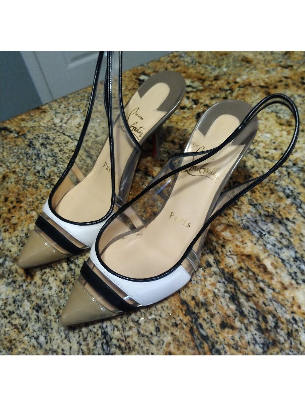 Christian Louboutin Highway 85 Tri-Color PVC Leather Slingback Heels Womens US 5